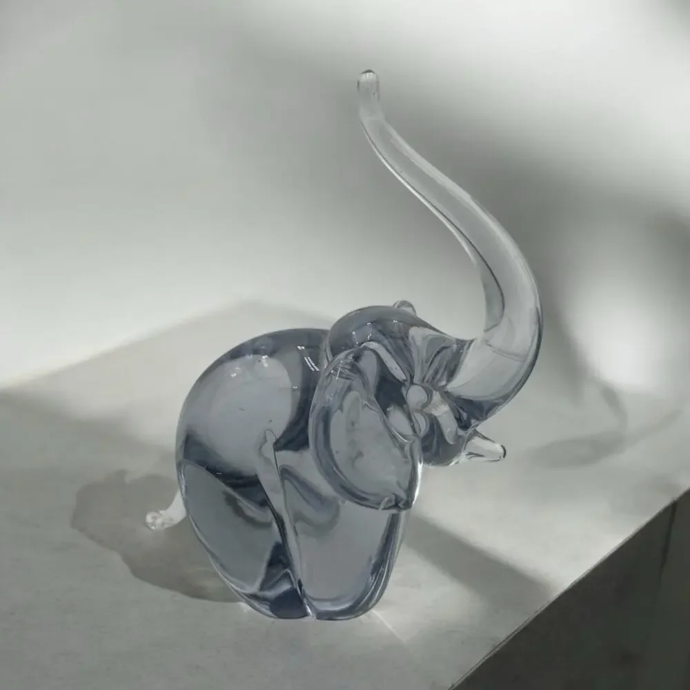 Vtg Hand Made Crystal Elephant Art Clear Glass Figurine Paperweight 5